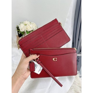 🌈กระเป๋าสตางค์ใบยาว แบบบาง งาน shop Coach C8434 L Zip Wristlet