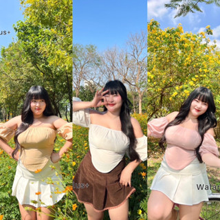 W0024 เสื้อเปิดไหล่ ไม่มีอ้วนน่าร๊ากกก ฮิตมาก plussize สาวอวบ