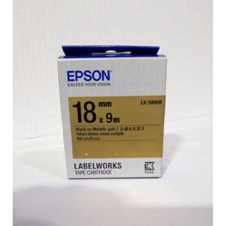 📌EPSON LK-5KBM▪28x9m ▪Black on Metallic god (สีดำบนสีทอง)