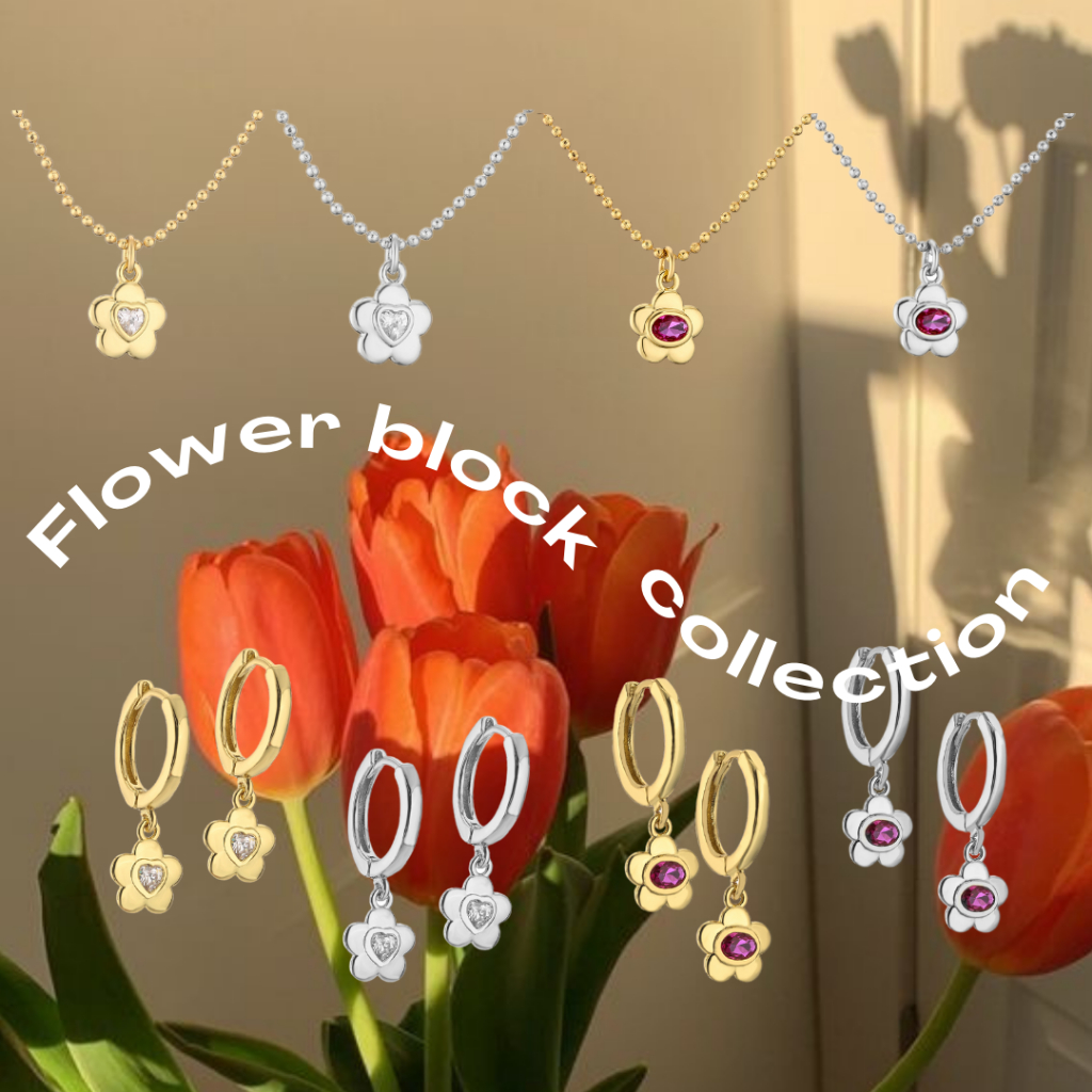 Lapaire l Flower block necklace / earring สร้อยคอ / ต่างหู