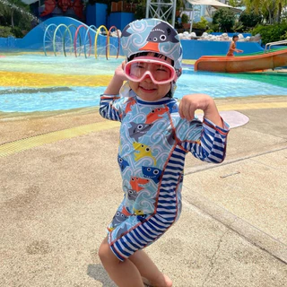 Babyhip ชุดว่ายน้ำเด็ก ชุดว่ายน้ำเด็กกันแดด ชุดว่ายน้ำกันยูวี UPF 50 ชุดว่ายน้ำพร้อมหมวก Baby swimming suit
