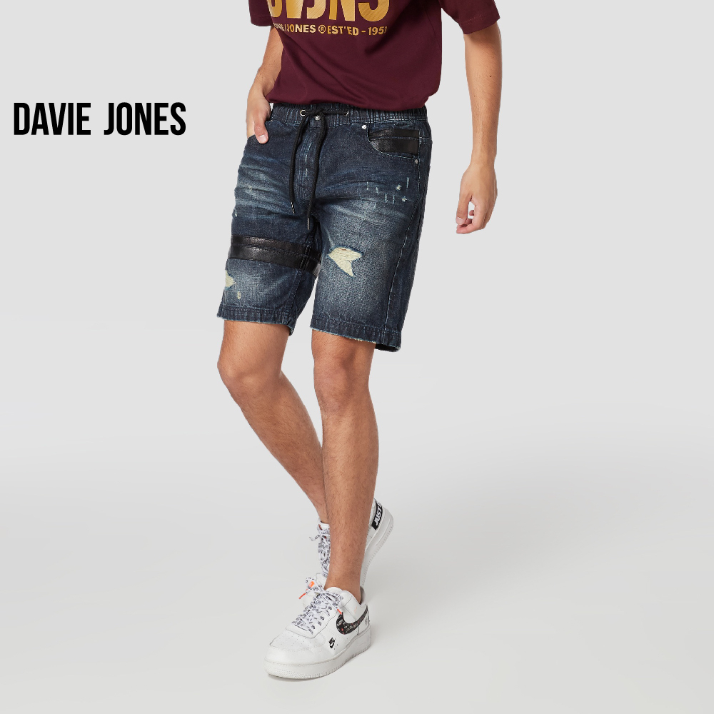 DAVIE JONES กางเกงขาสั้น เอวยางยืด Elastic Shorts SH0068 สีกรม