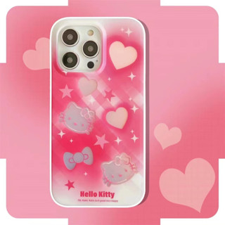 🎁ส่งของขวัญ🎁เคสไอโฟน 14 Pro Max 13 12 11 เคส for เคสไอโฟน11 รูปหัวใจ Kitty ไล่โทนสี พกง่ายๆ การป้องกันการตก Case