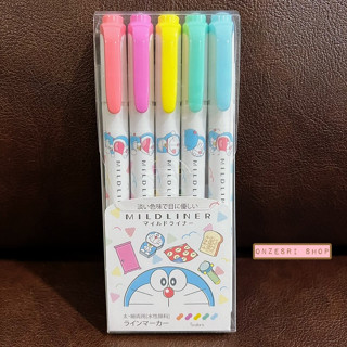 ปากกาไฮไลต์ Zebra Mildliner 5 Colors Set ลาย Doraemon สีขาว มี 5 สีในเซ็ต ตรงด้ามเป็นลายน่ารัก