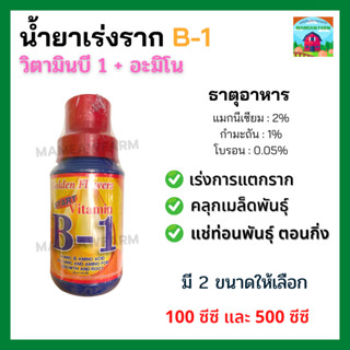 B-1 บี-วัน ยาเร่งราก ขนาด 100 ซีซี และ ขนาด 500 ซีซี ยาเร่งราก แช่ท่อนพันธุ์ คลุกเมล็ด ปักชำตอนกิ่ง B1 บี-1 บี เร่งราก