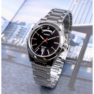 นาฬิกา Casio Standard  รุ่น MTP-1370D-1A2 นาฬิกาผู้ชาย สายสเเตนเลส หน้าปัดดำ ของแท้ 100% รับประกันสินค้า 1ปี