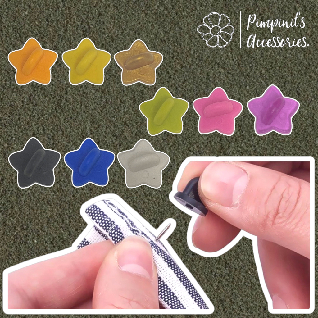 ʕ •ᴥ•ʔ พร้อมส่ง : แป้นหลังเข็มกลัดแบบยางรูปดาว | Star Rubber Clutch Brooch / Pin Buckle Button Clasps.