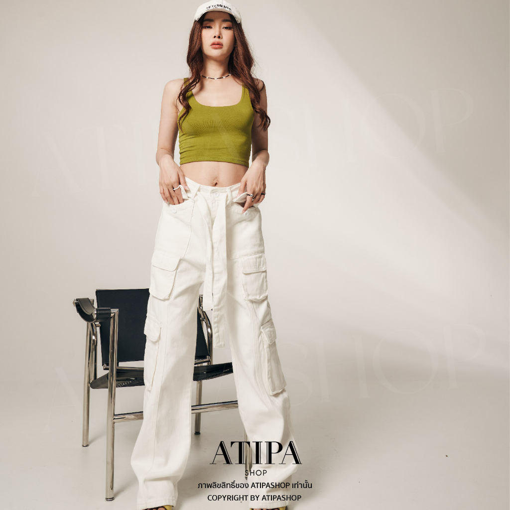 Atipashop - MULTI POCKET CARGO JEANS กางเกงยีนส์ ยีนส์ คาร์โก้ กางเกงขายาว