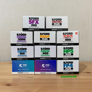 ราคาฟิล์มขาวดำ Ilford ครบๆ ทุกรุ่น 35mm Film Made in England ฟิล์มถ่ายรูป สำหรับ กล้องฟิล์ม 35มม. bkkfilm HP5 XP2 FP4 Delta