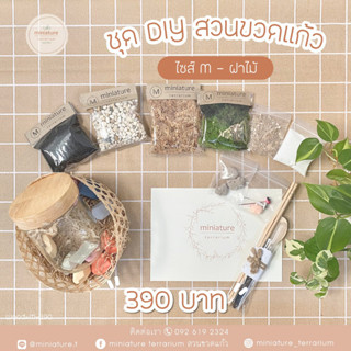 ชุดจัดสวนขวดแก้ว ไซส์ M - ฝาไม้(8.5*12)