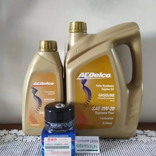 น้ำมันเครื่องซูซุกิ0w-20สังเคราะห์แท้+กรองเครื่องแท้ลูกสั้นสูงสวิฟ,ซีลีริโอ,เคียสเครื่อง1.2 ปี12-22 By Acdelco