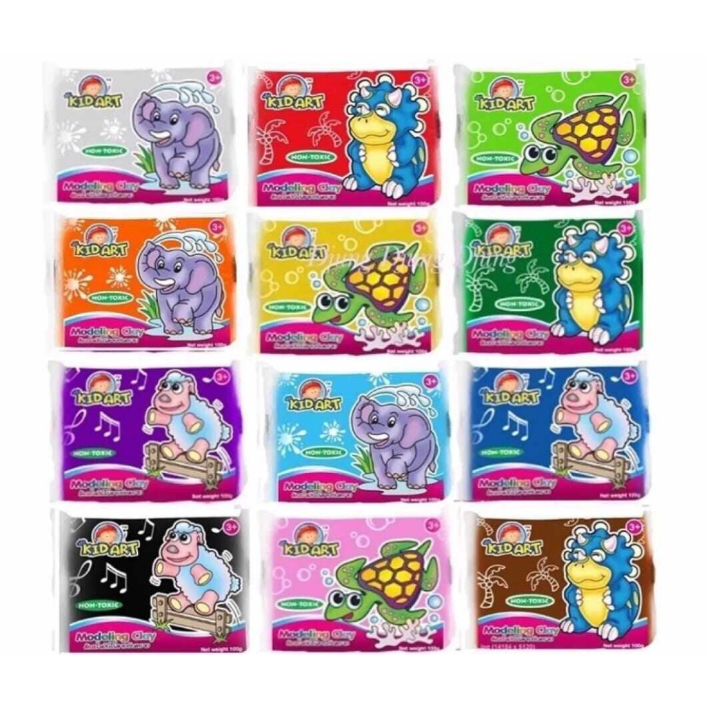 ดินน้ำมันไร้สารพิษ 100 g Kidart คละสี (1 ลังบรรจุ 144 ก้อน)