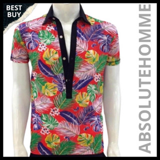 เสื้อโปโลลายดอก เสื้อลายดอก เสื้อสงกรานต์  Flower Print Polo for Men