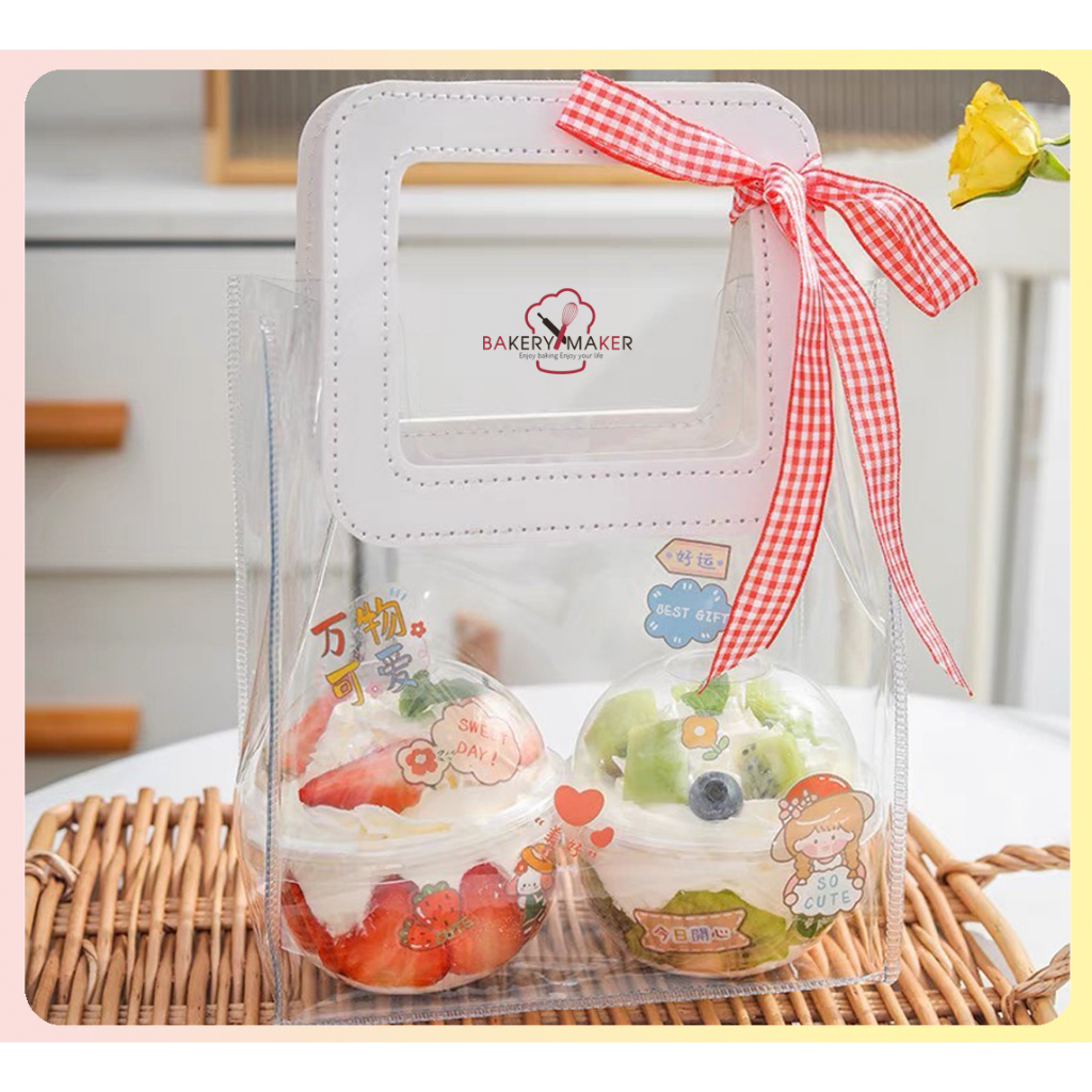 ถ้วยแคปซูลพลาสติก ฝาโดม แพ็ค 10 ใบ 2 ขนาด 7- 8 oz. / ถ้วยทรงรี เกาหลี บลูเบอรี่ชีสเค้ก ถ้วยพลาสติก - รูปที่ 3