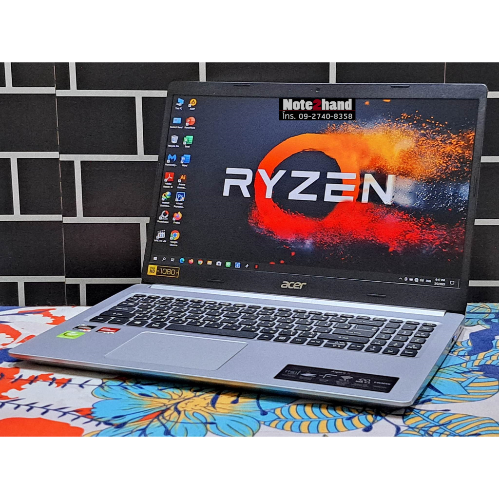 โน๊ตบุ๊คมือสอง ACER CPU AMD Ryzen 5 5500U จอ15.6”FHD แรม8+NVMe256+ประกันศูนย์