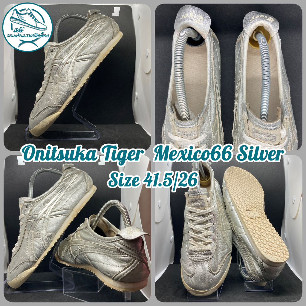 Onitsuka Tiger Mexico66 Silver แท้มือสอง Size 41.5/26  ตามสภาพการใช้งาน ลิ้นครบ พื้นเต็ม ซอฟเดิม ไม่ปะหลัง