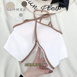 HoraBra สปอร์ตบรา เสื้อครอปสายเดี่ยวซิปหน้า กระชับ ใส่สบาย เสริมฟองน้ำอย่างดี 32-36 ชุดชั้นใน ผู้หญิง ใส่สบาย