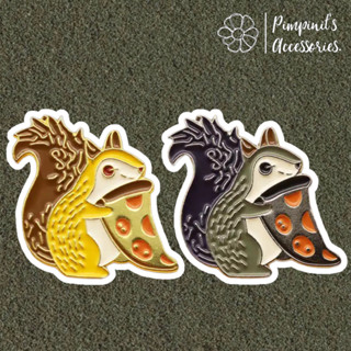 🇹🇭 พร้อมส่ง : 🐿 เข็มกลัดเซ็ทกระรอกสีเทาและสีเหลือง | Grey and Yellow Squirrel Enamel Brooch Pin Set.