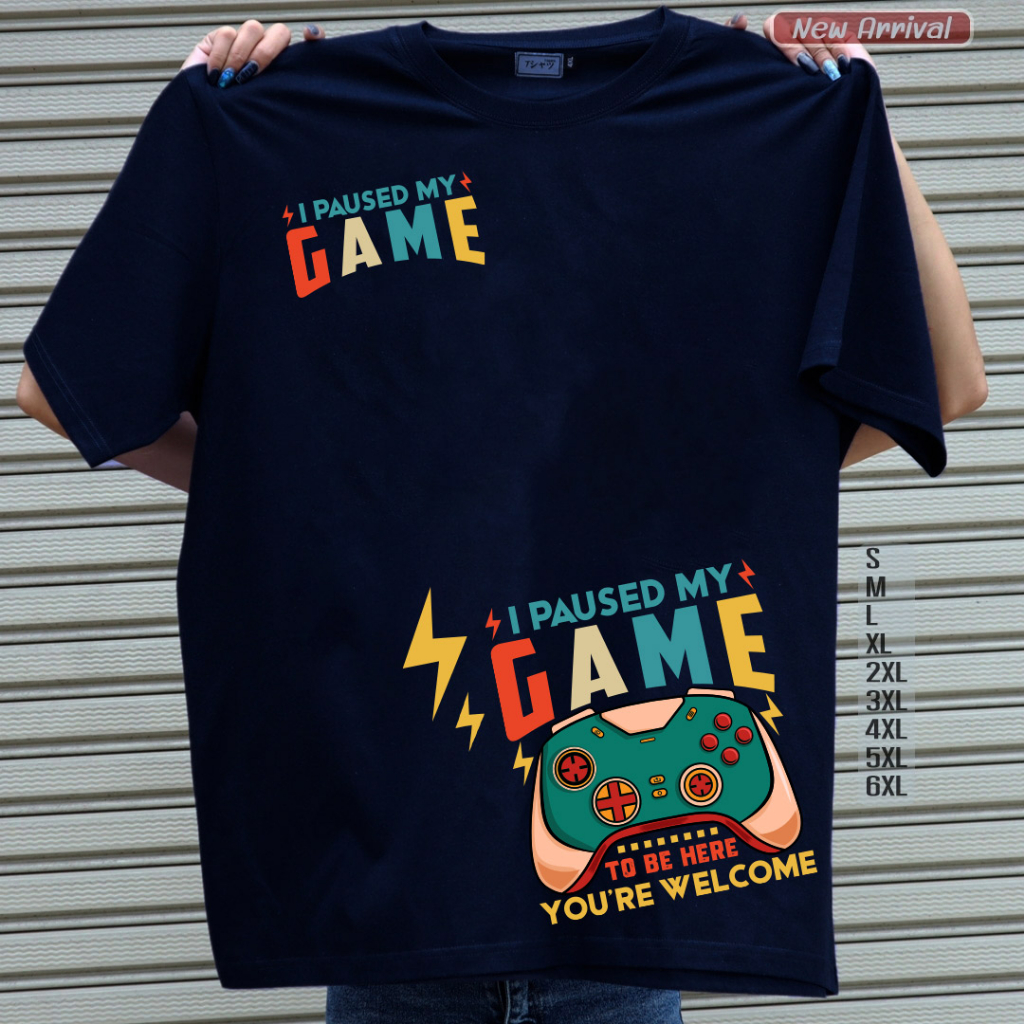 เสื้อยืดคอกลม ลาย GAME สีกรม-NAY เสื้อยืดไซส์ใหญ่ S-6XL
