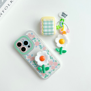 [i14]พร้อมส่งในไทย🍃🍳Set case เคสสำหรับ iPhone+AirPods เคสไอโฟน เคสดอกไม้+holderดอกไม้ไข่ดาว X-14,14Pro,14Promax