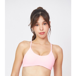 [Peaches active] Soft flex Curved Bra (Ambrosa) - สปอร์ตบราสีชมพู / ชุดชั้นในออกกำลังกาย บราไขว้หลัง