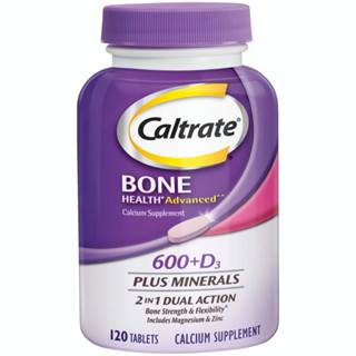 USA Caltrate Vitamin 600+D3 Plus Mineral 120 Tablets Bone Health Purple แร่ สุขภาพกระดูก นำเข้า สีม่วง