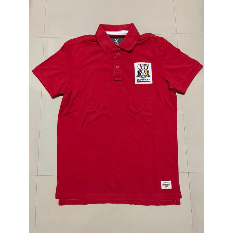 เสื้อยืดคอโปโลแขนสั้นผู้ชาย CC-OO สีแดงและสีขาว ขนาด L ราคาป้าย 1,290 บาท ใหม่ ของแท้