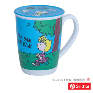 Srithai Melamine ชุดถ้วยหู+ฝา เมลามีน ลาย Snoopy bam bam CL 352-3 ขนาด 3 นิ้ว