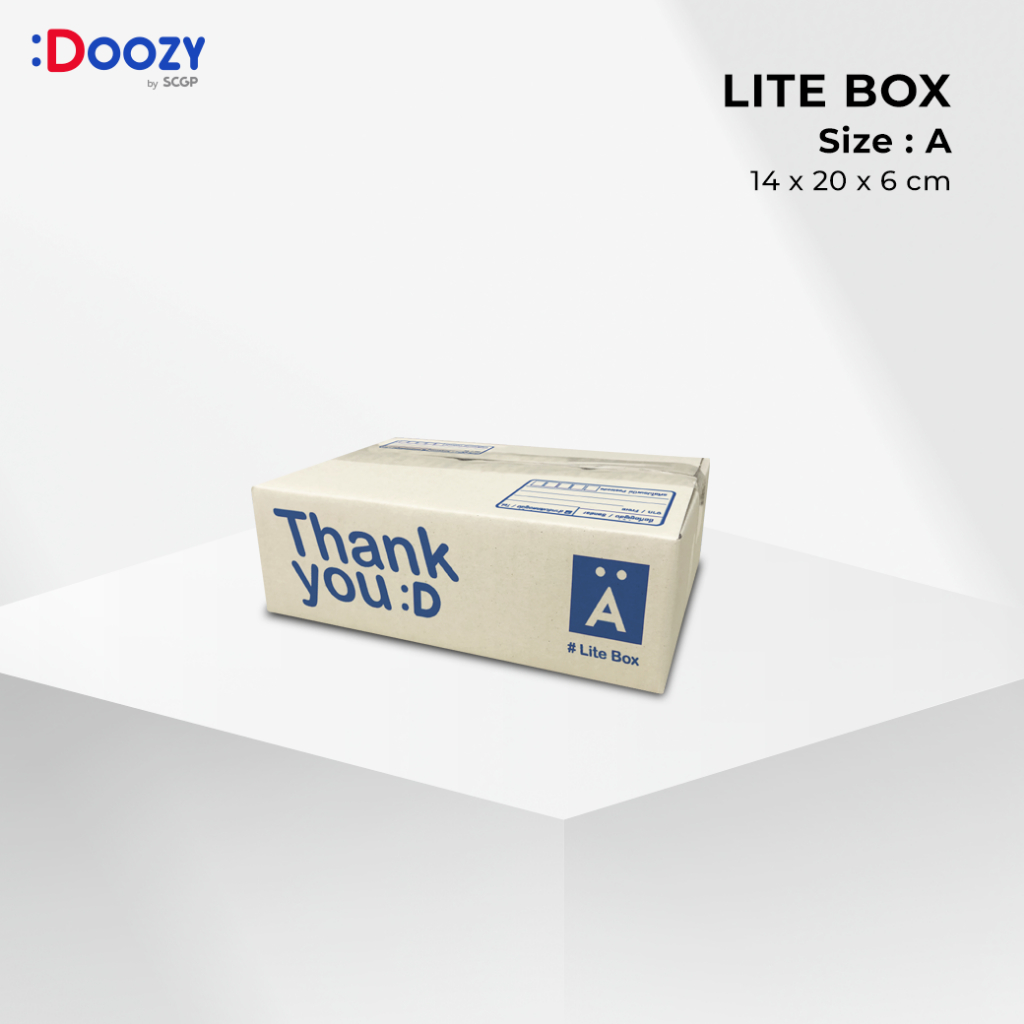 Lite Box กล่องไปรษณีย์ ขนาด A (14x20x6 ซม.)  แพ็ค 20 ใบ กล่องพัสดุ กล่องฝาชน Doozy Pack