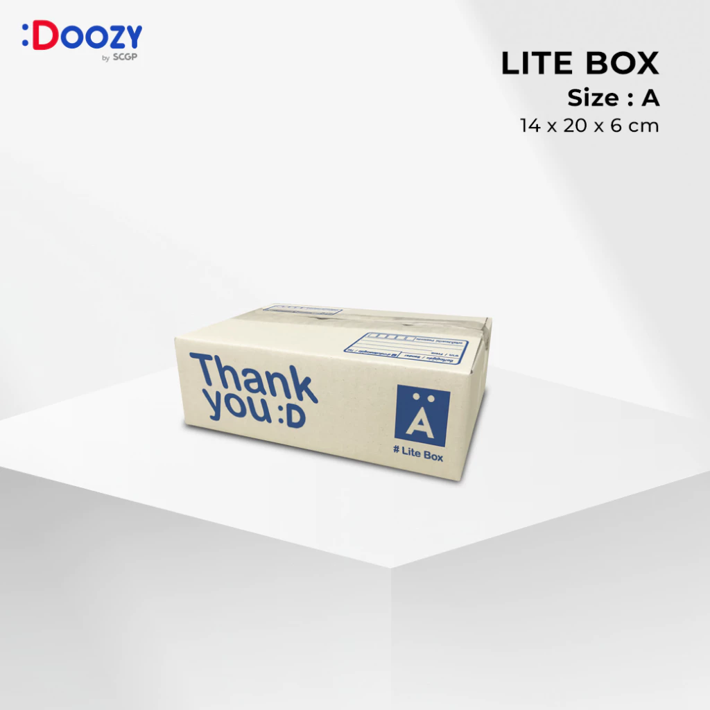 Lite Box กล่องไปรษณีย์ ขนาด A (14x20x6 ซม.) แพ็ค 20 ใบ กล่องพัสดุ กล่องฝาชน Doozy Pack