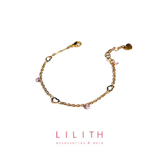 Lilith - tiny heart crystal beads bracelet สร้อยข้อมือ สแตนเลส มินิมอล หัวใจ สีทอง สีเงิน