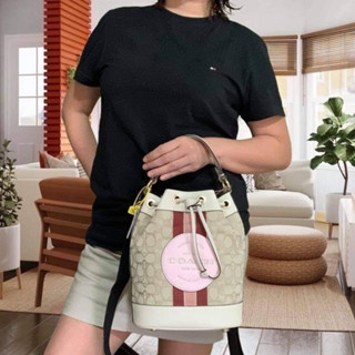 โปรแรง🔥 ส่งฟรี กระเป๋าถือ/สะพายครอสบอดีร์ COACH C4102 DEMPSEY DRAWSTRING BUCKET BAG 005