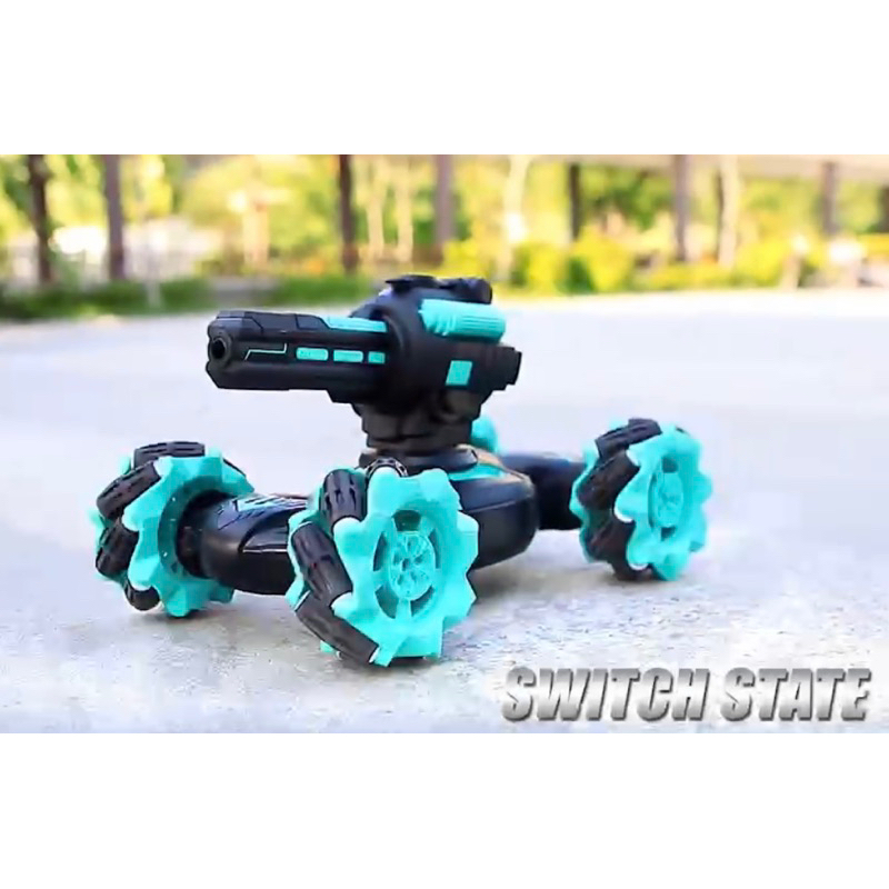 รถถังบังคับวิทยุแบบสไลด์ยิงลูกเจลได้4X4-4WD2.4GHzหมุนตัว 360%แบตเตอรี่ชาร์ทอุปกรณ์พร้อมเล่น