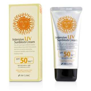 3W Clinic Intensive UV Sunblock Cream 70 ml. ทรี ดับเบิ้ล ยู คลินิก ครีมกันแดด สำหรับผิวหน้า