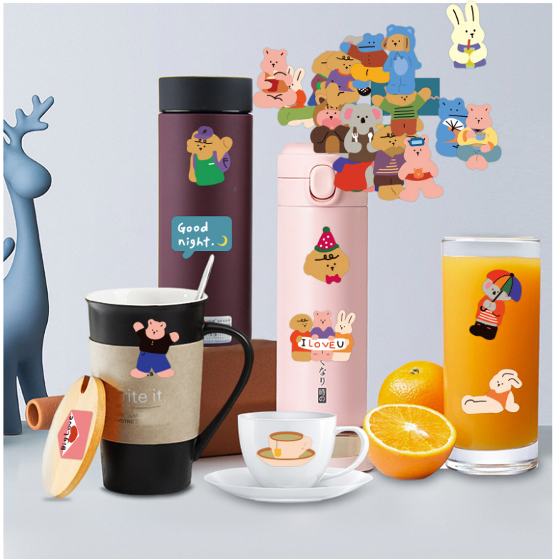 💥พร้อมส่ง💥KOREA Cute rabbit  bear 50แผ่น STICKER กันน้ำ สติ๊กเกอร์ ใช้ซ้ำได้ โทรศัพท์มือถื - รูปที่ 3