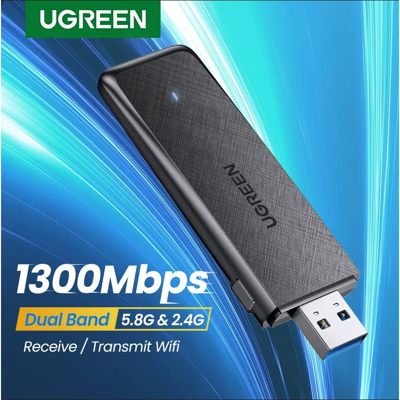 UGREEN WiFi Adapter USB3.0 AC1300Mbps 5G&2.4G Dual-Band USB WiFi for PC Desktop Laptop WiFi Antenna 