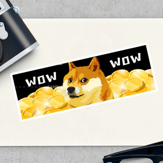 Shiba Stickers 2 แผ่น สติ๊กเกอร์หมา สติ๊กเกอร์สุนัข สติกเกอร์กวนๆ Bitcoin สติ๊กเกอร์