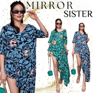 🔖ป้าย Mirrorsister​ 30215.4 เสื้อคอวี ลายดอกสีสันสดใสสวยเด่น ทรงเบสิค ข้างนึงสั้นข้างนึงหางยาวพริ้วๆ เฉียงสไลด์