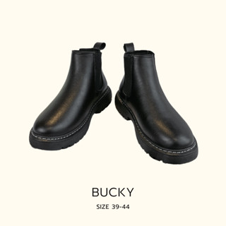 รองเท้าบูทสีดำ บูทแฟชั่นแบบสวม กันน้ำ เสริมส้น 4 cm. รุ่น Bucky