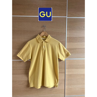 GU x cotton  เสื้อ Polo คอปก ชาย สีเหลืองสวย ใหม่กริบ  อก 38 ยาว 24 • Code : bc26(2)