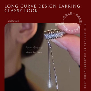 🔥SALE🔥ต่างหูเพชรสไตล์เกาหลี💎Long Curve Korean EarCuff✨เพิ่มความโดดเด่นให้ทุกชุด🌹✨💃พร้อมส่งนะค้า