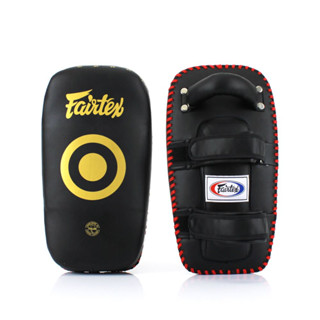 Fairtex KPLC5 Microfiber Curved Kick Pads - Size Standard Black/Gold color (Microfiber) (Pair)