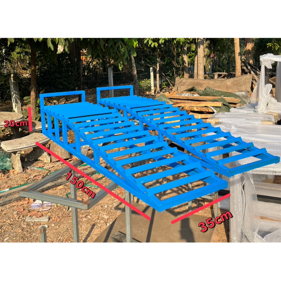 Car Ramp แรมเตี้ย รองยกล้อ 1คู่ ก35xส20xย150ซม.ทรงเตี้ยเหมาะกับรถโหลดต่ำ ติดสเกิร์ต เก๋งบันไดยกรถยนต