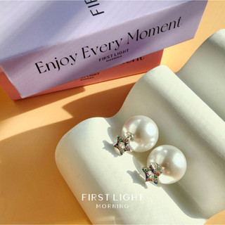 First Light Morning : Lucky Snow  Earrings ต่างหูแป้น ต่างหูมุก ต่างหูเล่น Layer