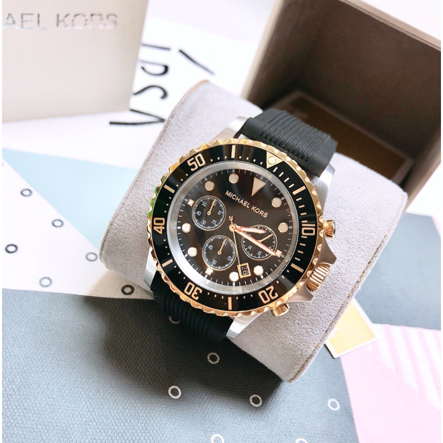 MICHAEL KORSEverest Chronograph Black Dial Black Silicone Men's  MK8366 MK8365 -45mm