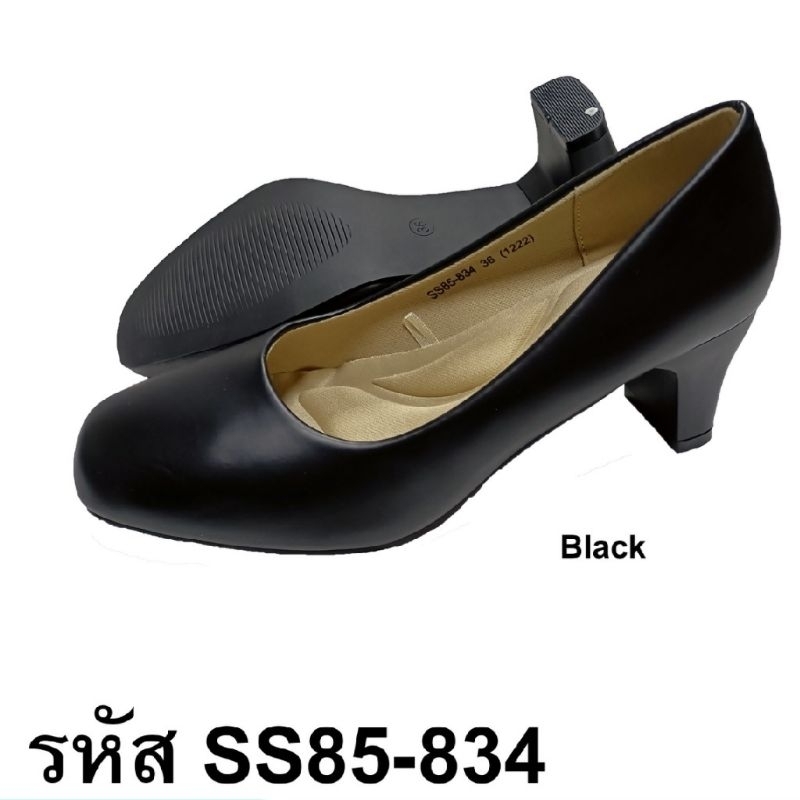 CSB รองเท้าคัชชูหนัง ส้นสูง สีดำ ไซส์ 37-43