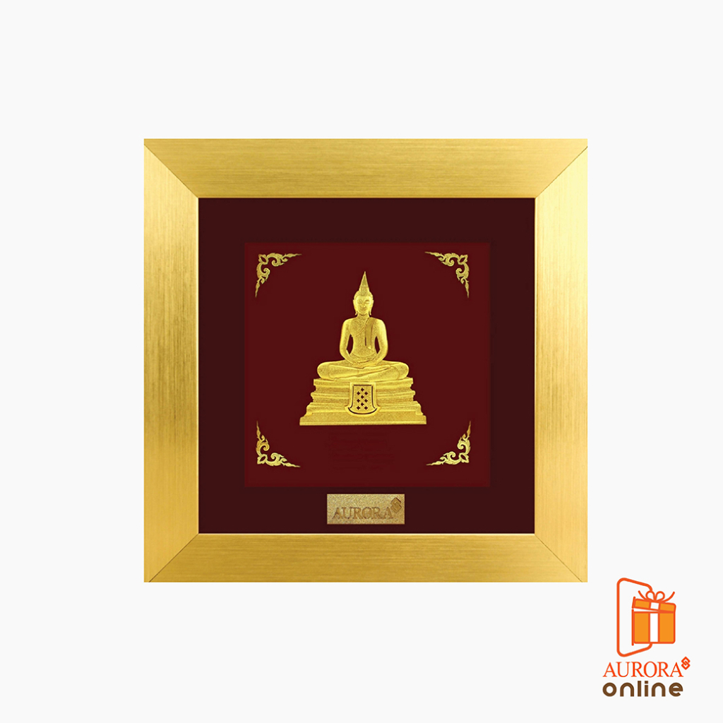 Khongkwan by Aurora  กรอบรูปหลวงพ่อโสธร  18*18  ซม. ประดับด้วยทองคำแท้ 99.9%