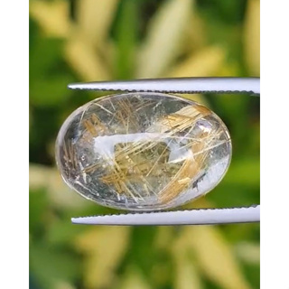 ไหมทอง ควอตซ์ Golden Rutilated Quartz 16.79 กะรัต Cts.พลอยแท้ อัญมณีมงคลประจําวันเกิด เครื่องประดับพลอย