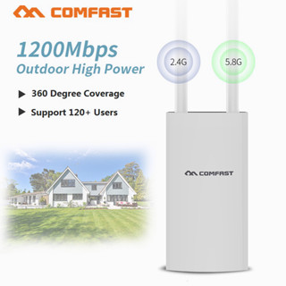 Comfast เสาอากาศเราเตอร์ Wifi Ac1200 พลังงานสูง 2.4G 5Ghz Gigabit Ap Repeater ระยะไกล สําหรับสวนถนน