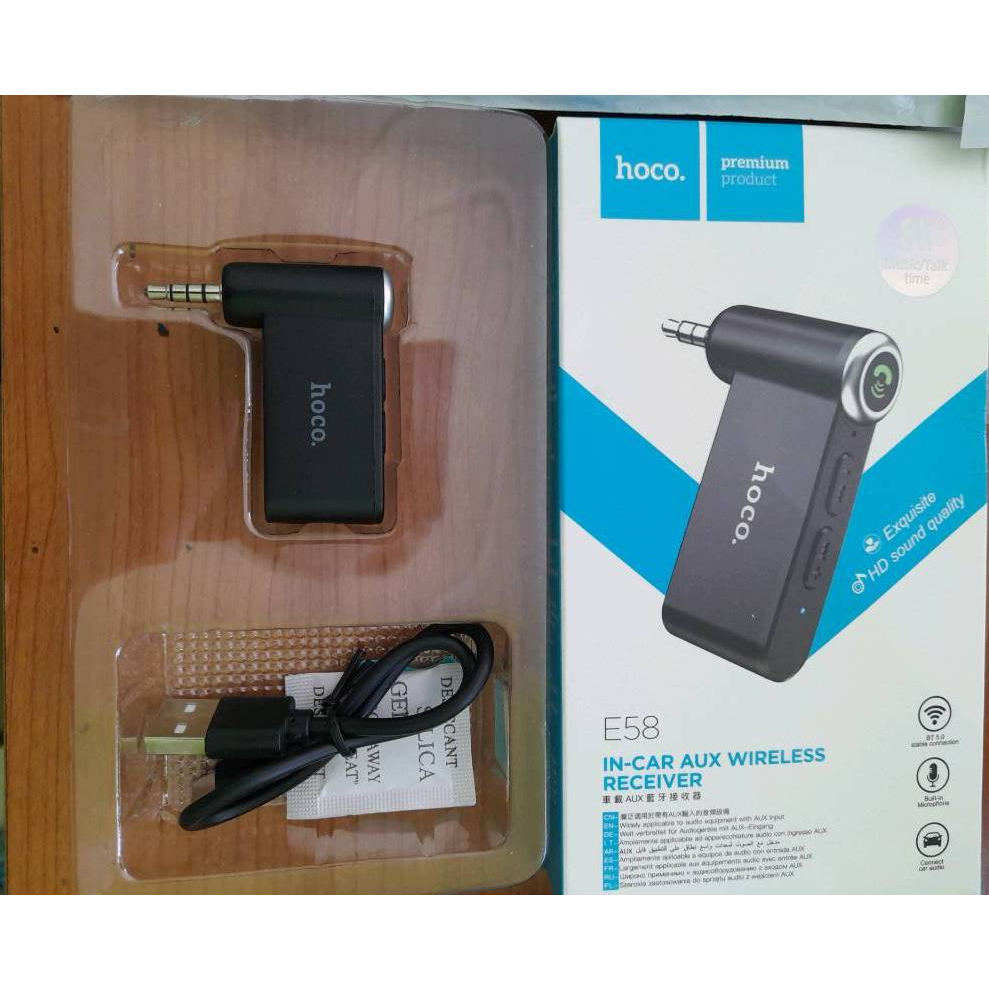 ส่งจากไทย Hoco E58 IN-Car Aux Wireless Car Bluetooth Receiver E-58 ตัวรับสัญญาณ บลูทูธติดรถยนต์ สำหร